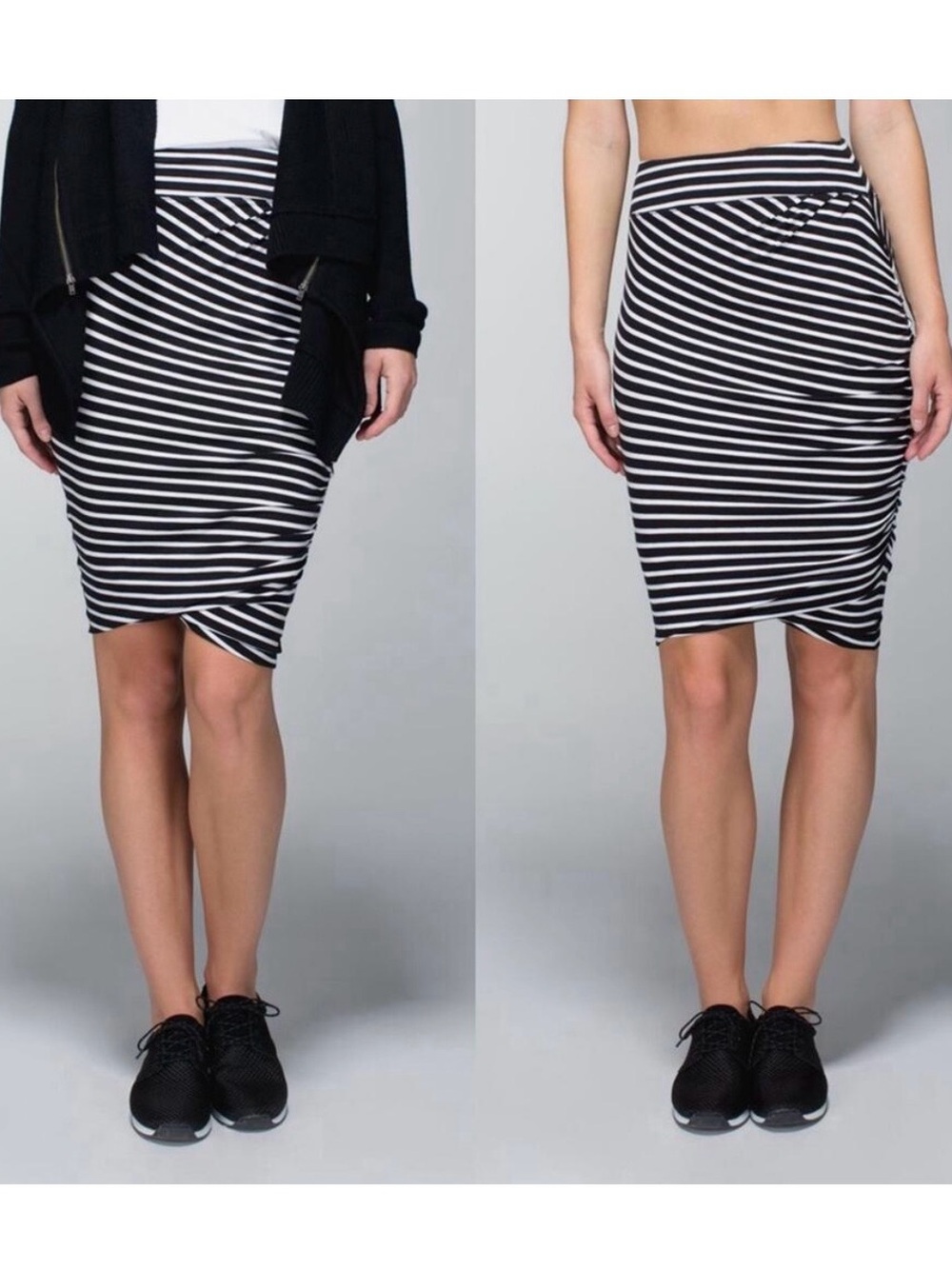 lululemon athletica Black and White Striped Pencil Skirt